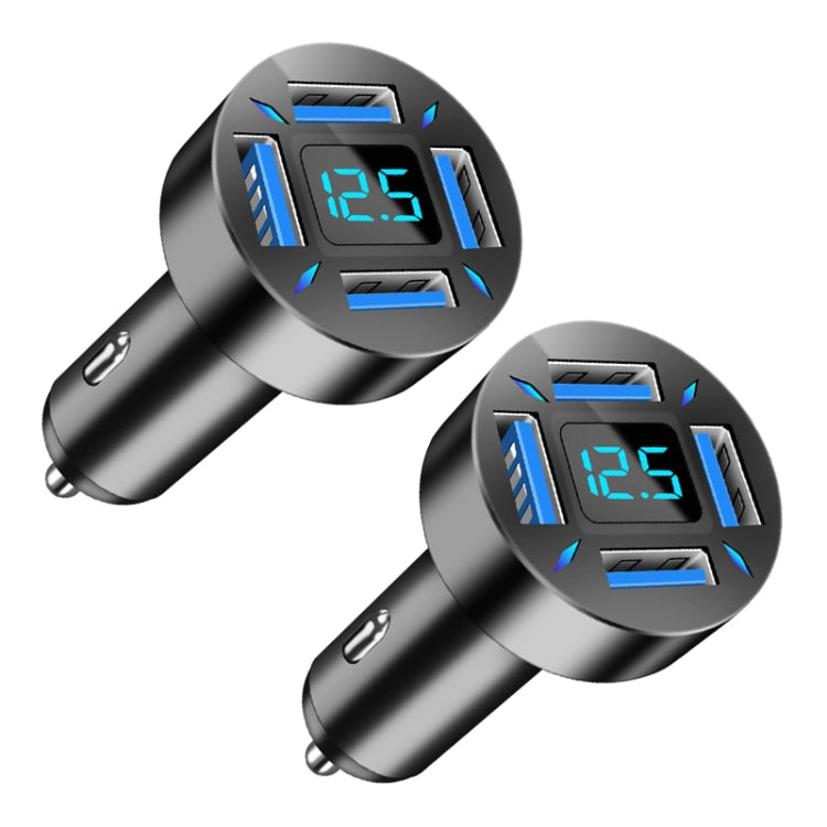 2pcs 4 in 1 USB 4.8A Digital Display Car Charger - Car Charger by PMC TechLife | Online Shopping South Africa | PMC TechLife