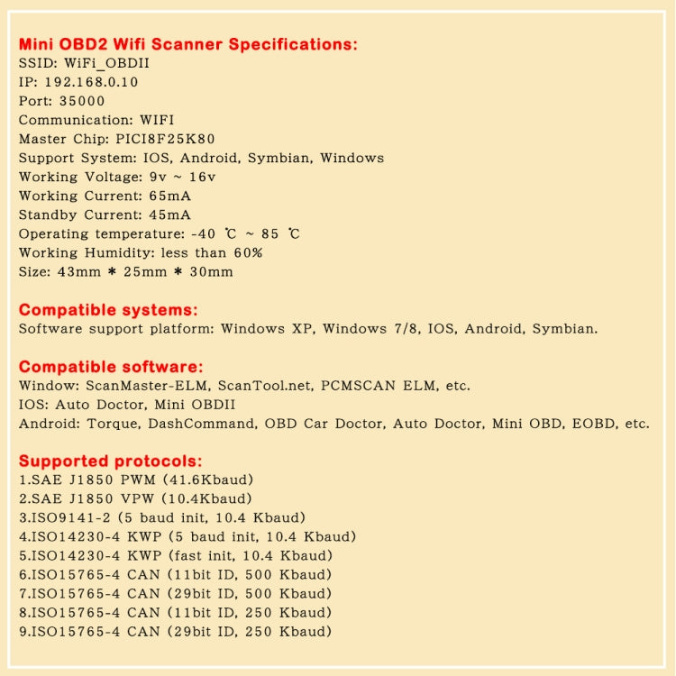OBD2 WIFI Mini Car Detector Car Fault Diagnostic Tool - Code Readers & Scan Tools by PMC TechLife | Online Shopping South Africa | PMC TechLife