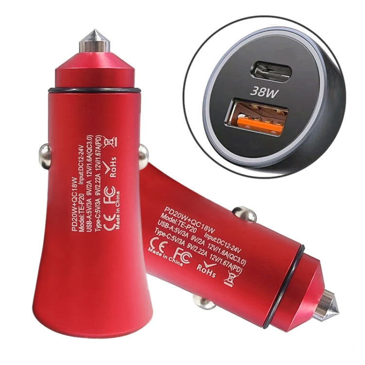 2pcs PD 20W Aluminum Alloy Dual Interface Car Fast Charger (Red) - Car Charger by PMC TechLife | Online Shopping South Africa | PMC TechLife