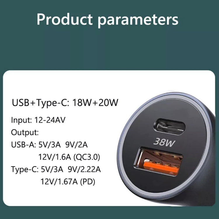 2pcs PD 20W Aluminum Alloy Dual Interface Car Fast Charger (Black) - free shipping - PMC TechLife - Order now!