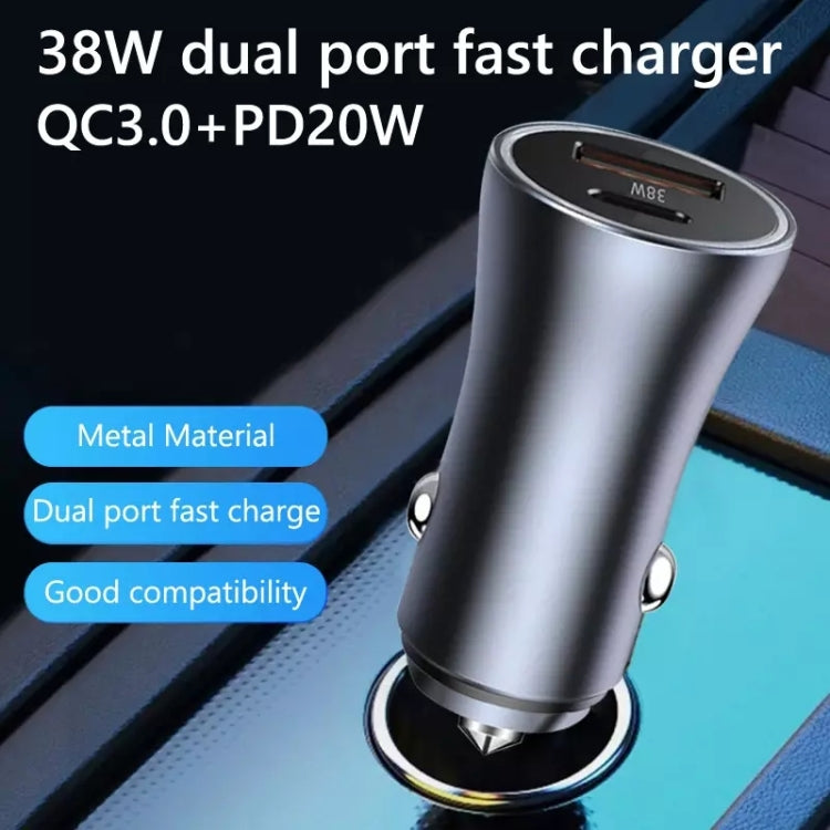 2pcs PD 20W Aluminum Alloy Dual Interface Car Fast Charger (Blue) - Car Charger by PMC TechLife | Online Shopping South Africa | PMC TechLife