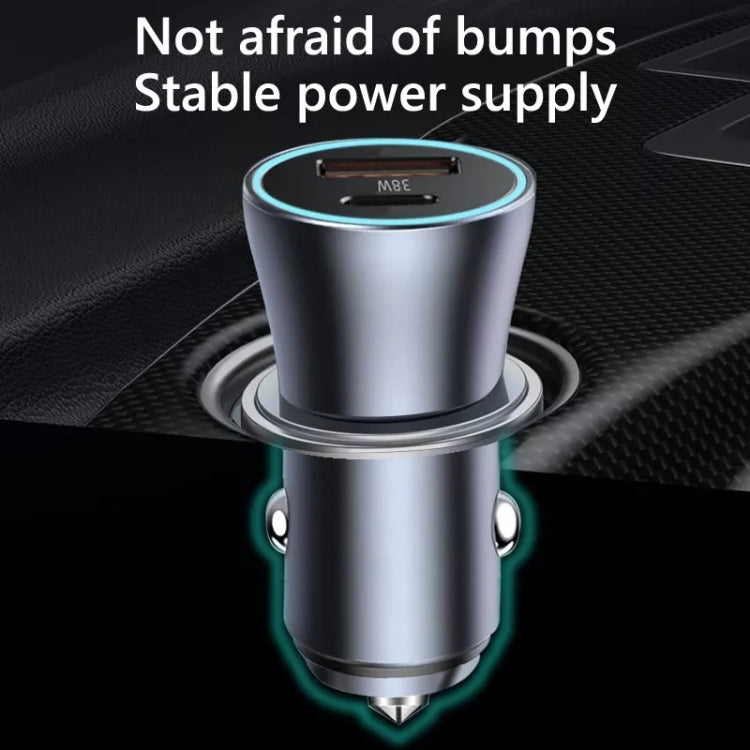 2pcs PD 20W Aluminum Alloy Dual Interface Car Fast Charger (Blue) - Car Charger by PMC TechLife | Online Shopping South Africa | PMC TechLife