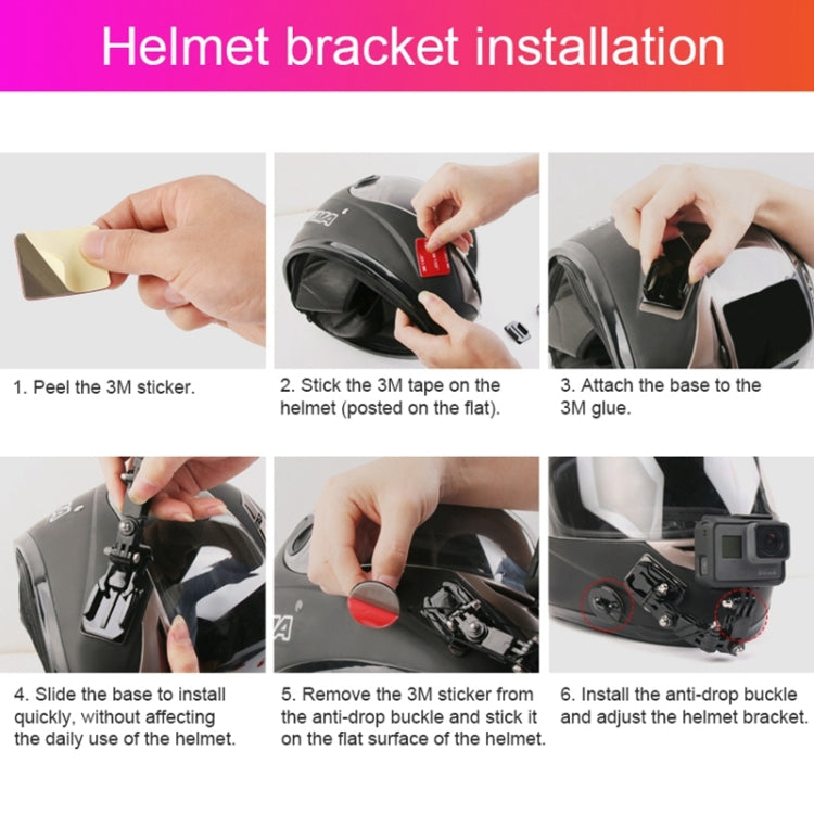 Cycling Helmet Adhesive Multi-Joint Arm Fixed Mount Set with J-Hook Buckle Mount & Adapter & Screw for DJI Osmo Action, GoPro HERO10 Black /9 Black / HERO8 Black /7 /6 /5 /5 Session /4 Session /4 /3+ /3 /2 /1, Xiaoyi and Other Action Cameras -  by PMC TechLife | Online Shopping South Africa | PMC TechLife