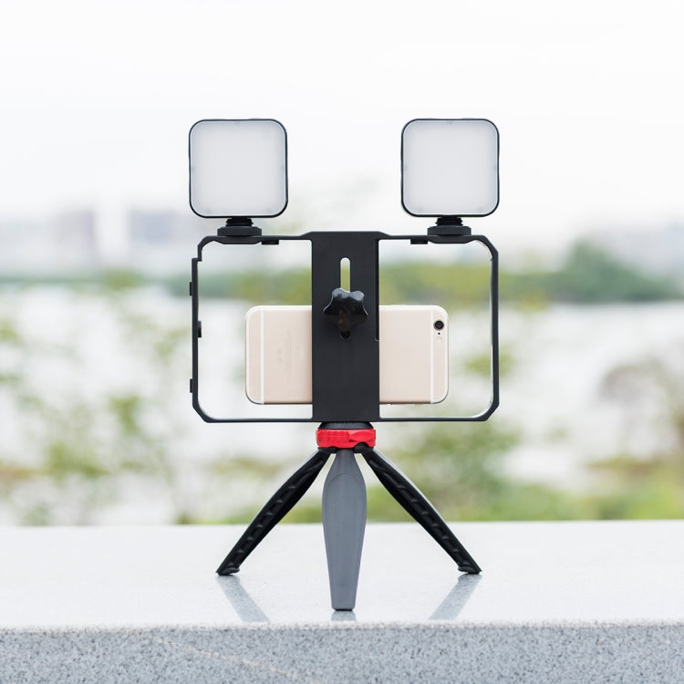 YELANGU PC203 YLG1801C Vlogging Live Broadcast LED Selfie Light Smartphone Video Rig Handle Stabilizer Plastic Bracket Tripod Kits - Camera Cage by YELANGU | Online Shopping South Africa | PMC TechLife | Buy Now Pay Later Mobicred