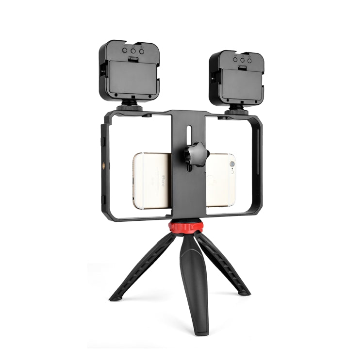 YELANGU PC203 YLG1801C Vlogging Live Broadcast LED Selfie Light Smartphone Video Rig Handle Stabilizer Plastic Bracket Tripod Kits - Camera Cage by YELANGU | Online Shopping South Africa | PMC TechLife | Buy Now Pay Later Mobicred