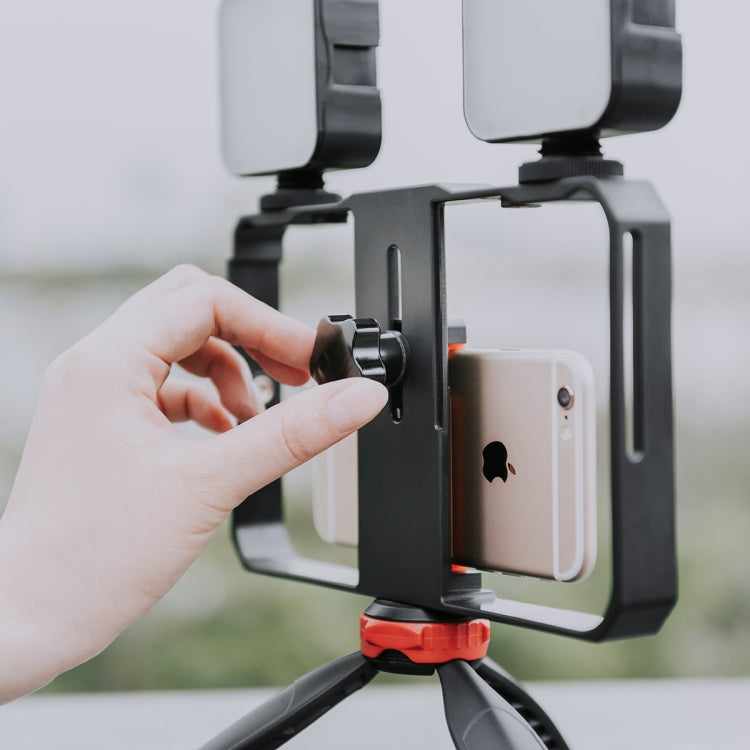 YELANGU PC203 YLG1801C Vlogging Live Broadcast LED Selfie Light Smartphone Video Rig Handle Stabilizer Plastic Bracket Tripod Kits - Camera Cage by YELANGU | Online Shopping South Africa | PMC TechLife | Buy Now Pay Later Mobicred