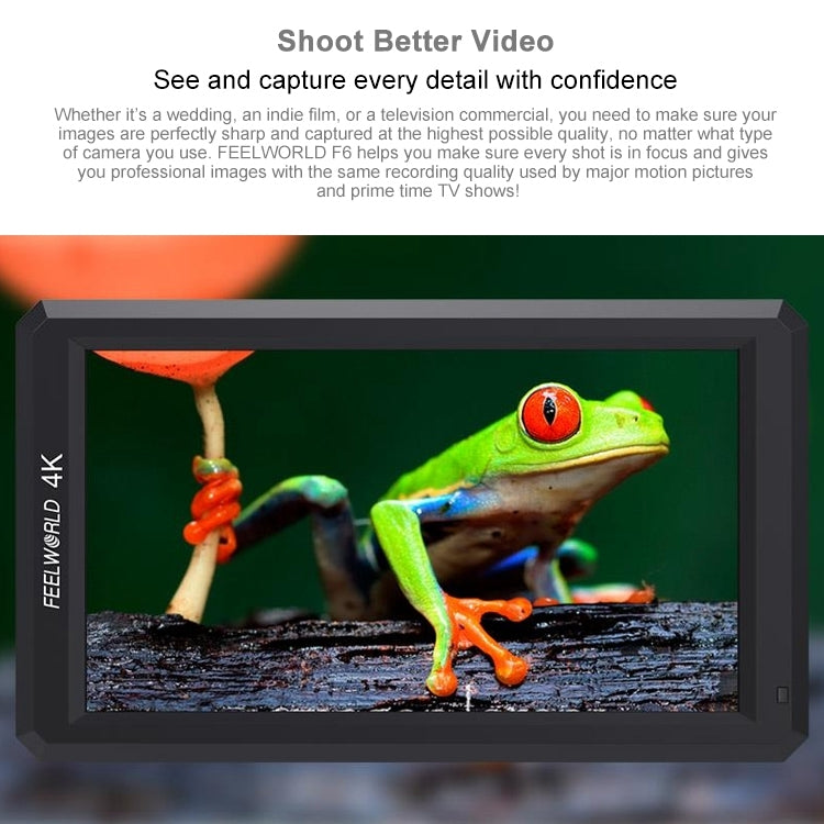 FEELWORLD F6 1920x1080 5.5 inch IPS Screen HDMI 4K Camera Field Monitor - free shipping - PMC TechLife - Order now!