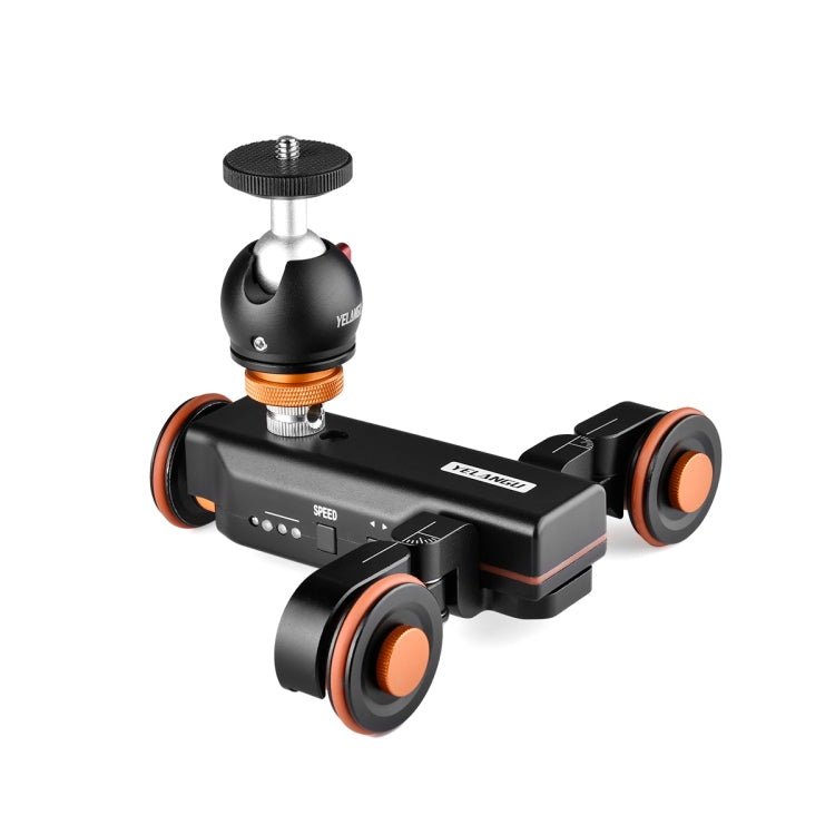 YELANGU L4X-BC Camera Wheel Dolly II Electric Track Slider 3-Wheel Video Pulley Rolling Dolly Car with Ballhead, Load: 3kg (Black) - Camera Dolly by YELANGU | Online Shopping South Africa | PMC TechLife | Buy Now Pay Later Mobicred