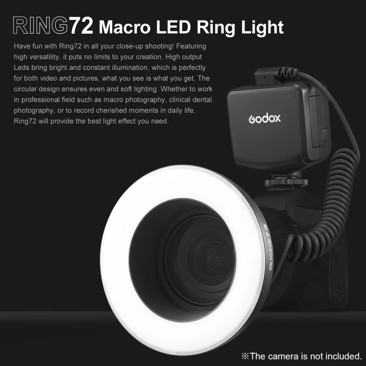Godox Ring72 Macro Ring 48 LED Flash Light with 8 Different Size Adapter Rings(Black) - free shipping - PMC TechLife - Order now!