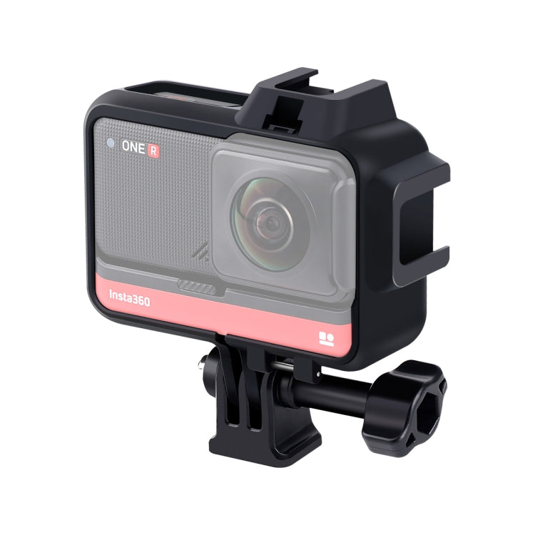 Plastic Frame Mount Protective Case Cage with Tripod Base Adapter & Long Screw & Cold Shoe Base for Insta360 One R(Black) - Mount & Holder by PMC TechLife | Online Shopping South Africa | PMC TechLife