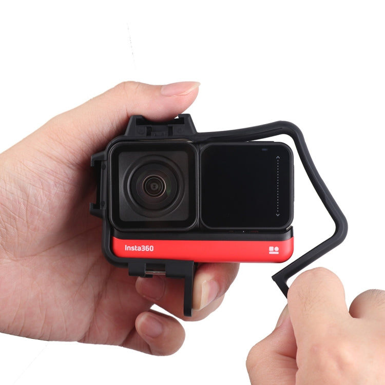 Plastic Frame Mount Protective Case Cage with Tripod Base Adapter & Long Screw & Cold Shoe Base for Insta360 One R(Black) - Mount & Holder by PMC TechLife | Online Shopping South Africa | PMC TechLife