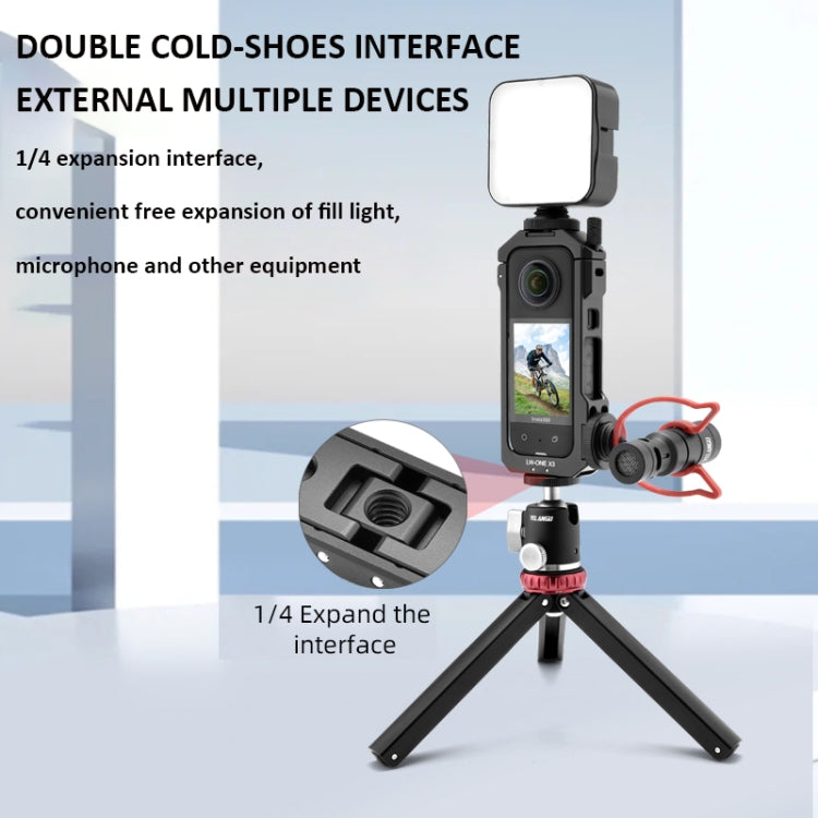 For Insta360 X3 YELANGU LW-ONE X3 Metal Cage Extended Frame Case - Mount & Holder by YELANGU | Online Shopping South Africa | PMC TechLife | Buy Now Pay Later Mobicred