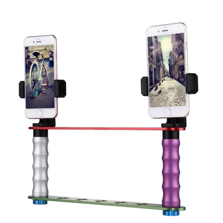 Smartphone Live Broadcast Bracket Dual Hand-held Selfie Mount Kits with 2x Phone Clips, For iPhone, Galaxy, Huawei, Xiaomi, HTC, Sony, Google and other Smartphones - Selfie Sticks by PMC TechLife | Online Shopping South Africa | PMC TechLife