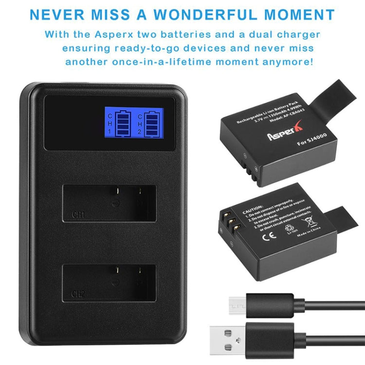 SJCAM SJ7000 / SJ6000 / SJ5000 / SJ4000 Battery LCD Screen Dual Batteries Charger, Displays Charging Capacity(Black) - Battery USB Charger by PMC TechLife | Online Shopping South Africa | PMC TechLife | Buy Now Pay Later Mobicred