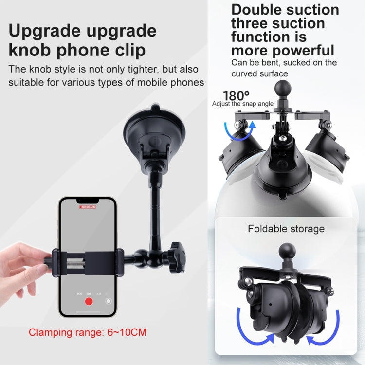 Tri-leg Suction Cup Articulating Friction Magic Arm Phone Clamp Mount (Black) - Holder by PMC TechLife | Online Shopping South Africa | PMC TechLife