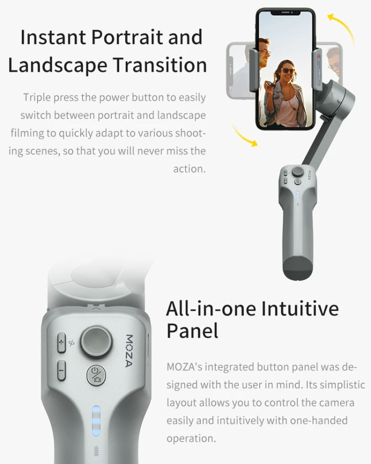 MOZA Mini MX 3 Axis Foldable Handheld Gimbal Stabilizer for Action Camera and Smart Phone(Grey) - free shipping - PMC TechLife - Order now!