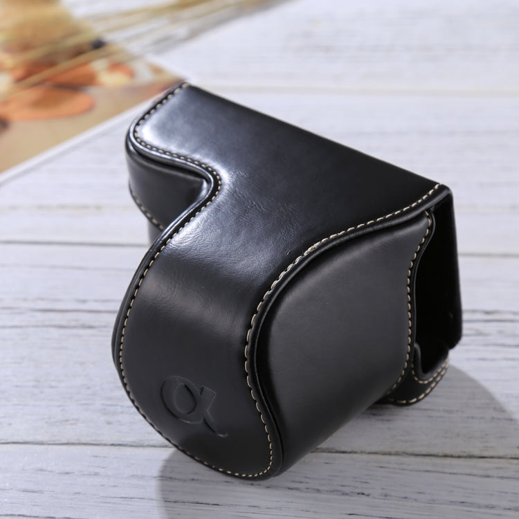 Full Body Camera PU Leather Case Bag with Strap for Sony A5100 / A5000 / NEX-3N (16-50mm / 40.5mm Lens)(Black) - Leather Bag by PMC TechLife | Online Shopping South Africa | PMC TechLife