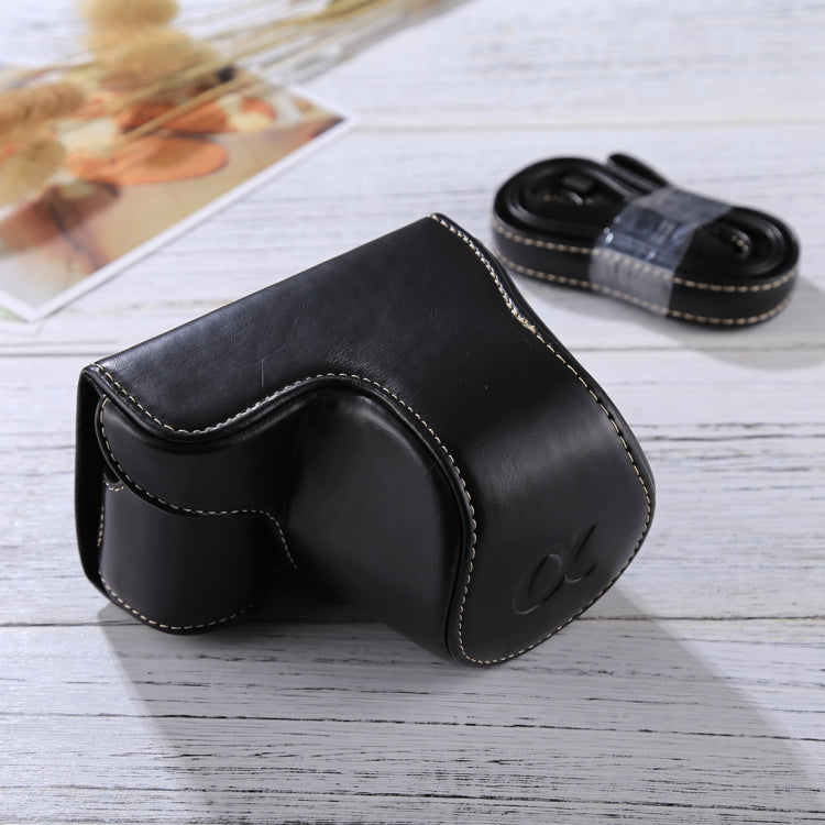 Full Body Camera PU Leather Case Bag with Strap for Sony A5100 / A5000 / NEX-3N (16-50mm / 40.5mm Lens)(Black) - Leather Bag by PMC TechLife | Online Shopping South Africa | PMC TechLife
