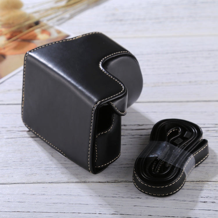 Full Body Camera PU Leather Case Bag with Strap for Sony A5100 / A5000 / NEX-3N (16-50mm / 40.5mm Lens)(Black) - Leather Bag by PMC TechLife | Online Shopping South Africa | PMC TechLife