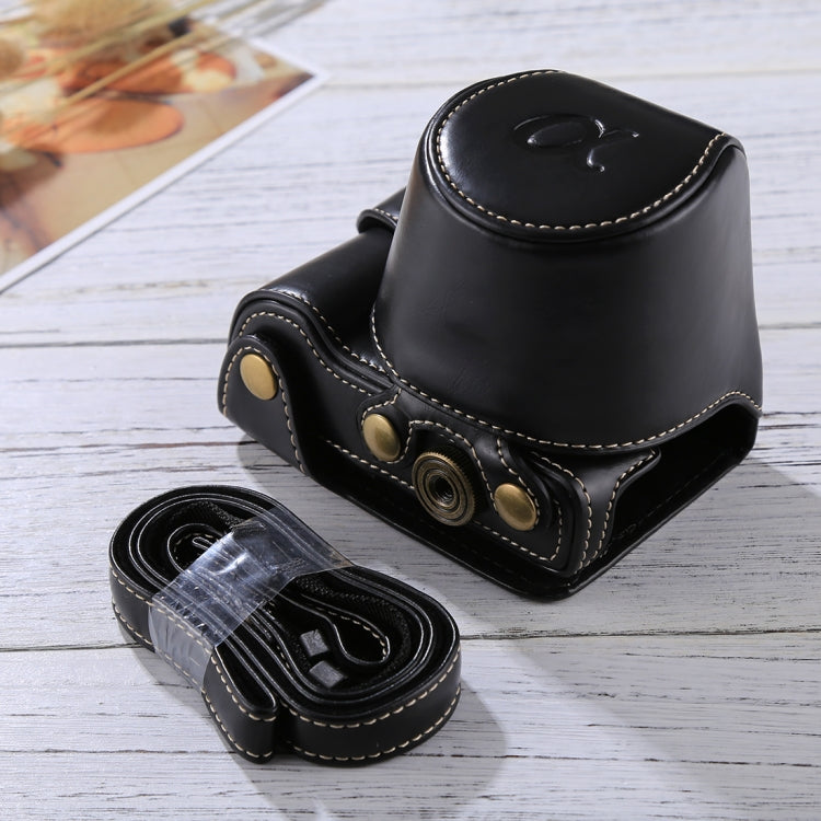 Full Body Camera PU Leather Case Bag with Strap for Sony A5100 / A5000 / NEX-3N (16-50mm / 40.5mm Lens)(Black) - Leather Bag by PMC TechLife | Online Shopping South Africa | PMC TechLife
