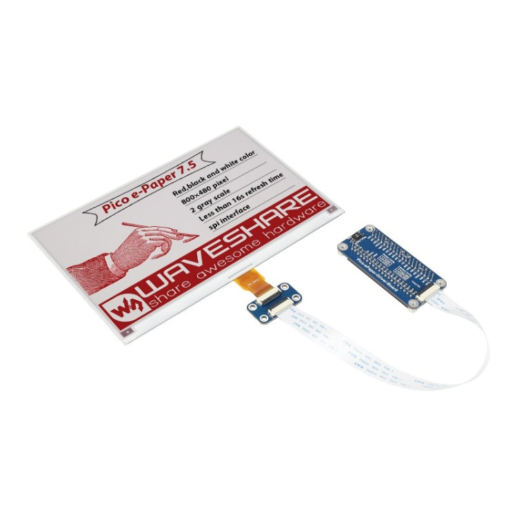 Waveshare 7.5 inch 800x480 Pixel Red Black White E-Paper E-Ink Display Module (B) for Raspberry Pi Pico, SPI Interface - free shipping - PMC TechLife - Order now!