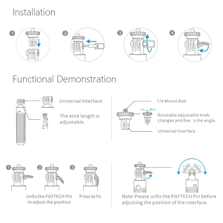 PGYTECH P-GM-117 Action Camera Tripod Extension Selfie Stick for DJI Osmo Action(Black) - free shipping - PMC TechLife - Order now!