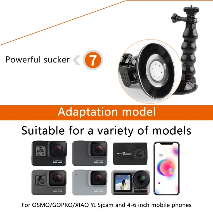 Suction Cup Jaws Flex Clamp Mount for GoPro, Insta360, DJI and Other Action Cameras(Black) - Mount & Holder by PMC TechLife | Online Shopping South Africa | PMC TechLife | Buy Now Pay Later Mobicred