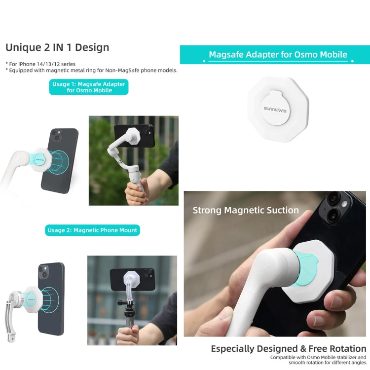 For DJI OM6 / 5 / 4 / 4 SE  Sunnylife ZJ561 Magsafe Adapter Phone Holder (White) -  by Sunnylife | Online Shopping South Africa | PMC TechLife | Buy Now Pay Later Mobicred