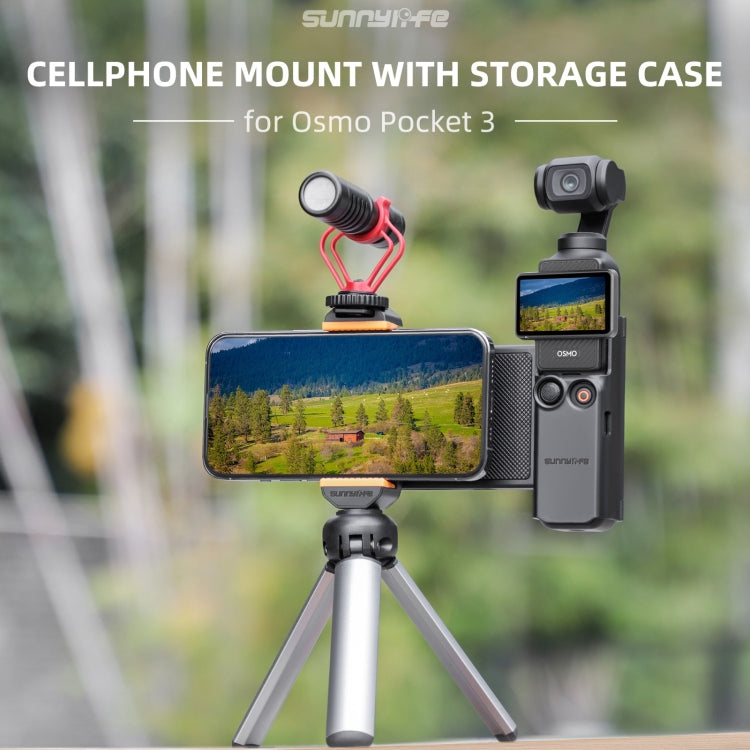 For DJI OSMO Pocket 3 Sunnylife OP3-AD744 Expanded Phone Clamp Holder with Storage Case (Black) - free shipping - PMC TechLife - Order now!