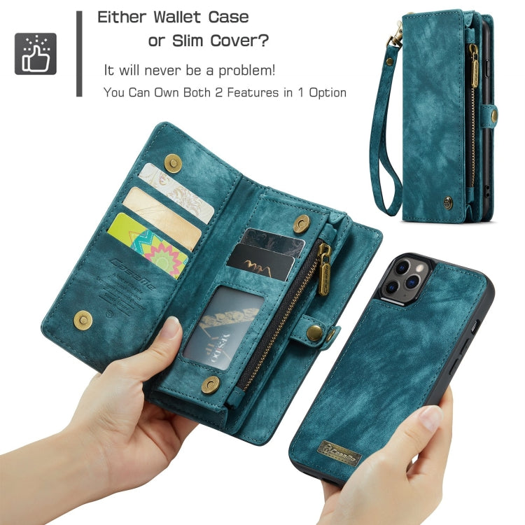 For iPhone 11 Pro CaseMe-008 Detachable Multifunctional Horizontal Flip Leather Case with Card Slot & Holder & Zipper Wallet & Photo Frame (Blue) - free shipping - PMC TechLife - Order now!