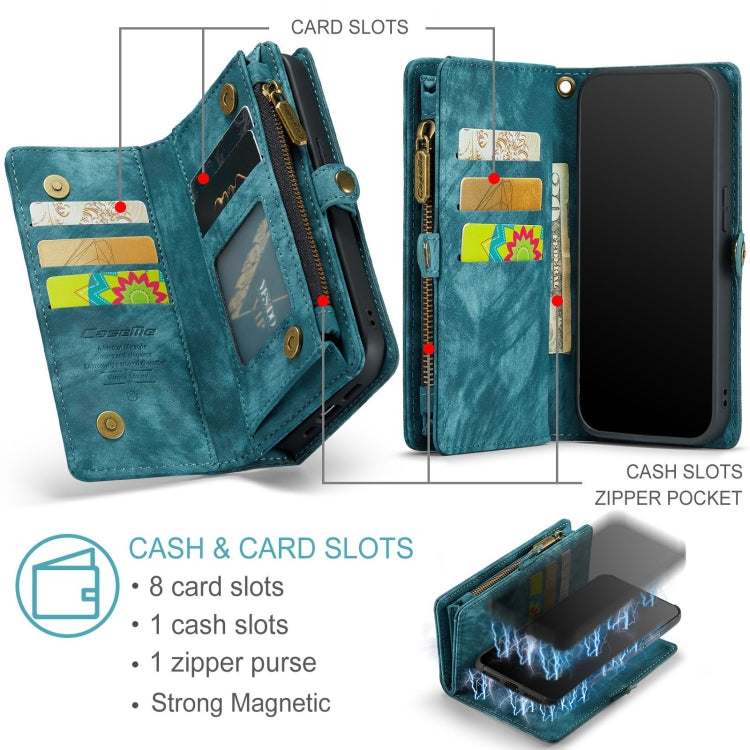 For iPhone 11 Pro CaseMe-008 Detachable Multifunctional Horizontal Flip Leather Case with Card Slot & Holder & Zipper Wallet & Photo Frame (Blue) - free shipping - PMC TechLife - Order now!