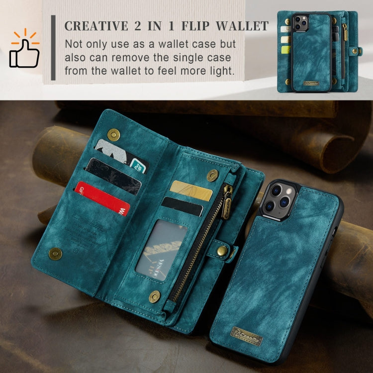For iPhone 11 Pro CaseMe-008 Detachable Multifunctional Horizontal Flip Leather Case with Card Slot & Holder & Zipper Wallet & Photo Frame (Blue) - free shipping - PMC TechLife - Order now!