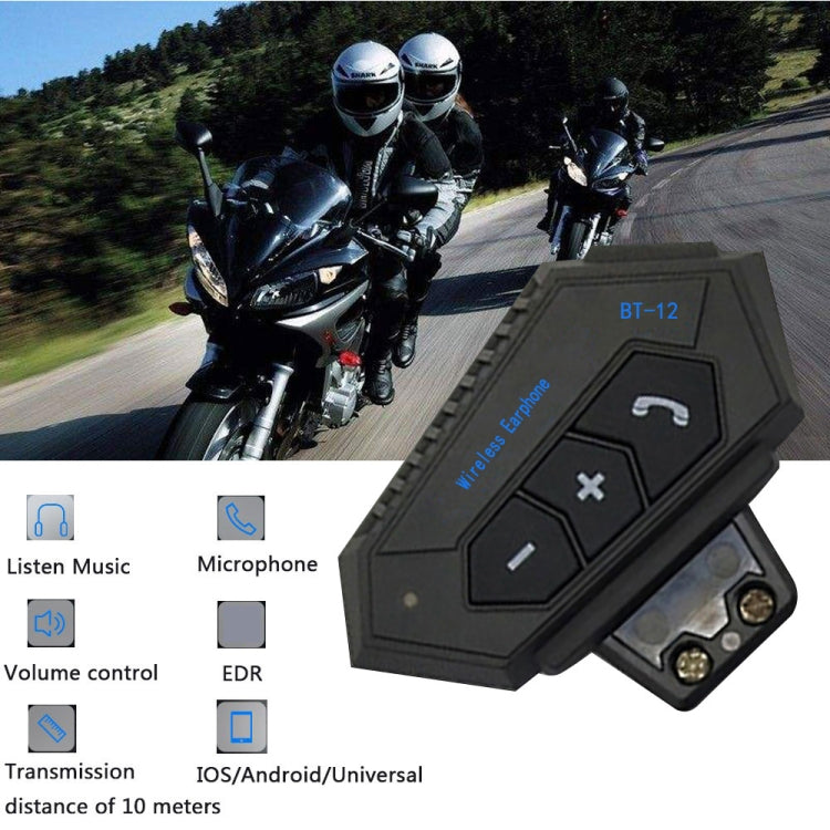 BT12 Motorcycle Helmet Bluetooth Headset Motorcycle Intercom Bluetooth Headset - Motorcycle Walkie Talkie by PMC TechLife | Online Shopping South Africa | PMC TechLife | Buy Now Pay Later Mobicred