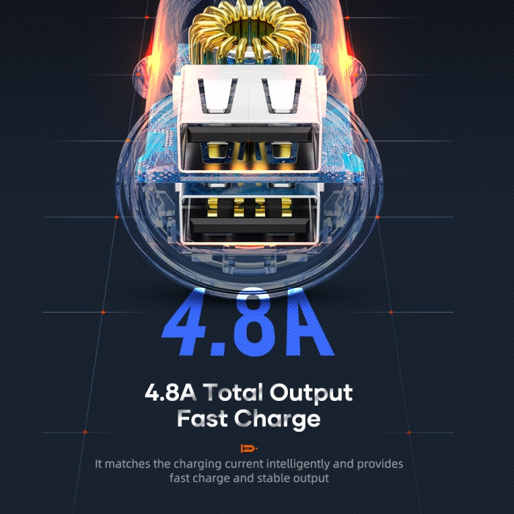 ROCK H11 4.8A 24W Mini Dual USB Car Charger(Black) - Car Charger by ROCK | Online Shopping South Africa | PMC TechLife