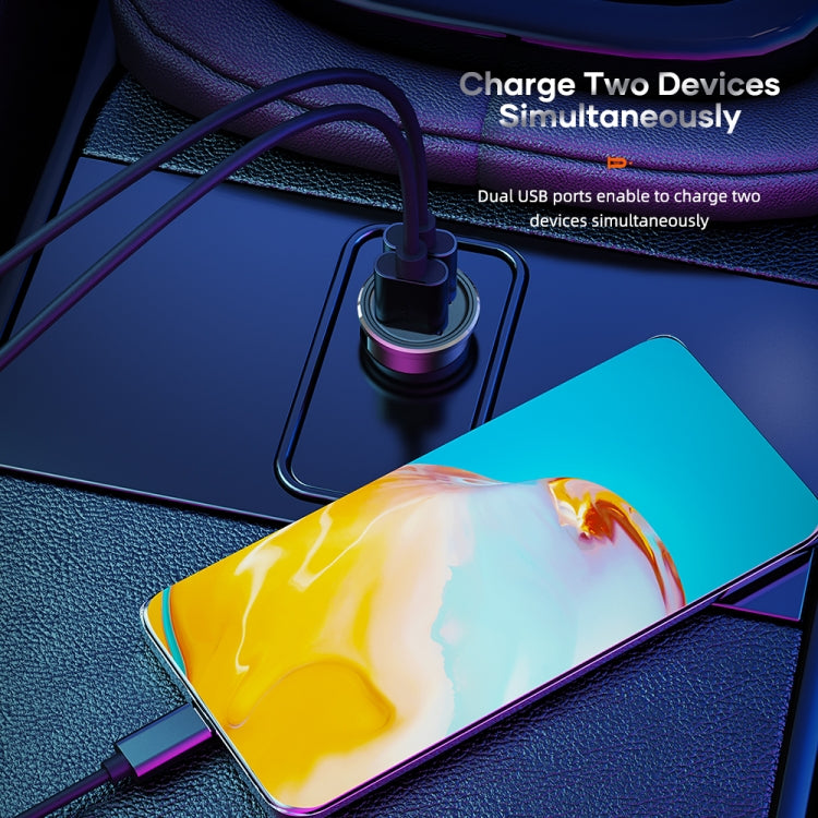 ROCK H11 4.8A 24W Mini Dual USB Car Charger(Black) - Car Charger by ROCK | Online Shopping South Africa | PMC TechLife