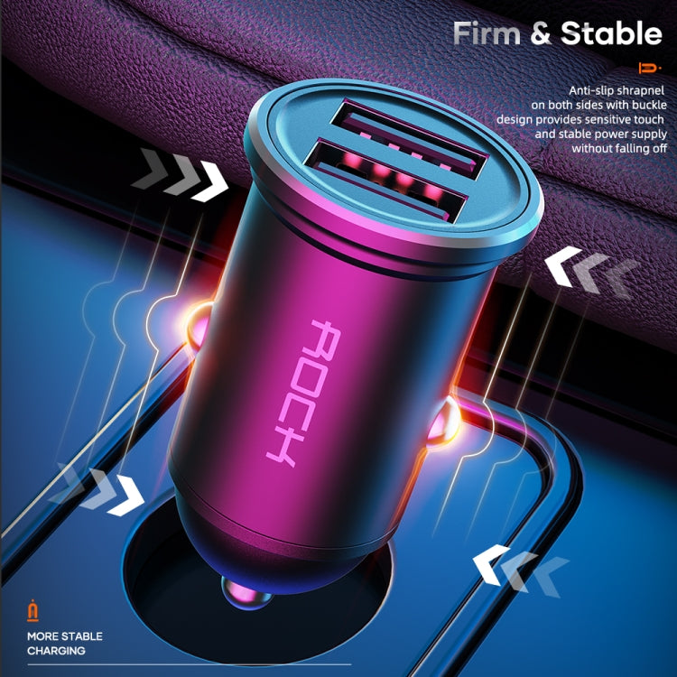 ROCK H11 4.8A 24W Mini Dual USB Car Charger(Black) - Car Charger by ROCK | Online Shopping South Africa | PMC TechLife