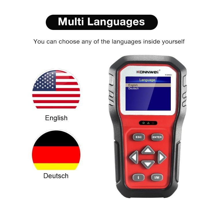 KONNWEI KW860 Car 2.8 inch TFT Color Screen Battery Tester Support 8 Languages / I Key Analysis Function - free shipping - PMC TechLife - Order now!