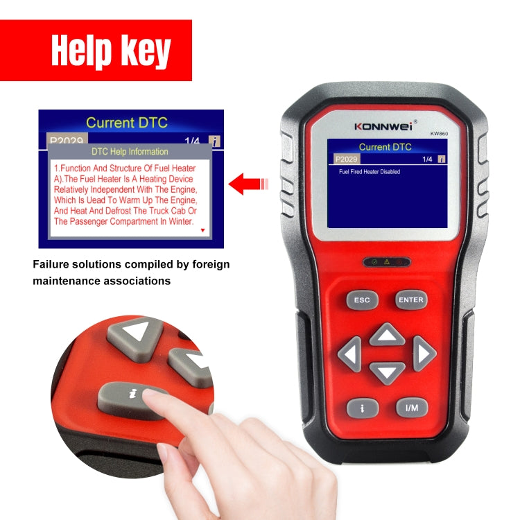 KONNWEI KW860 Car 2.8 inch TFT Color Screen Battery Tester Support 8 Languages / I Key Analysis Function - free shipping - PMC TechLife - Order now!