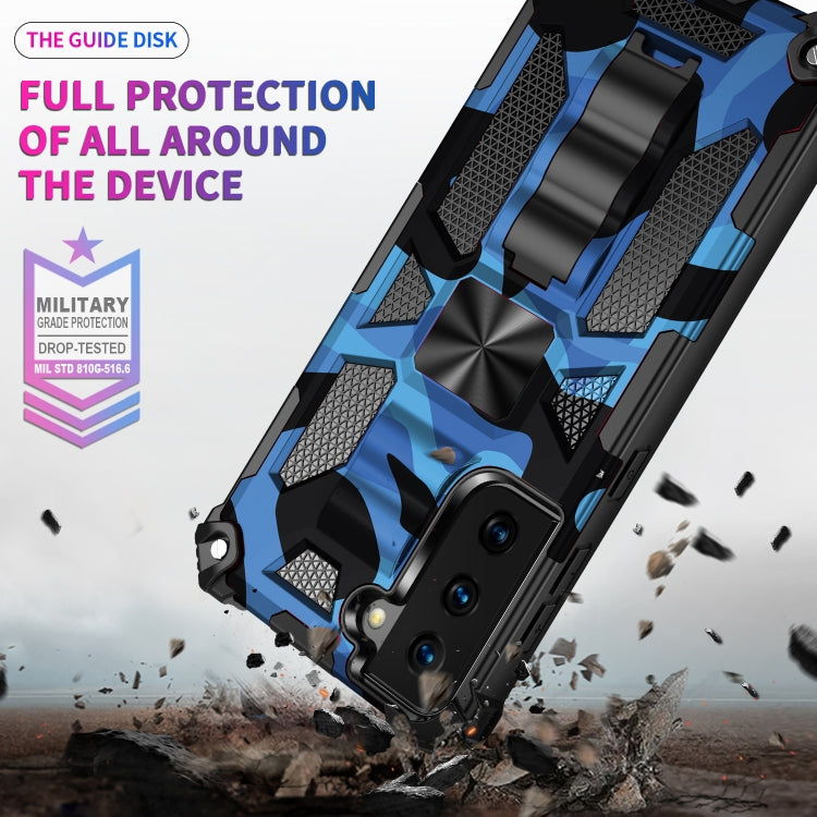For Samsung Galaxy S21 Ultra 5G Camouflage Armor Shockproof TPU + PC Magnetic Protective Case with Holder(Dark Blue) - Galaxy S21 Ultra 5G Cases by PMC TechLife | Online Shopping South Africa | PMC TechLife