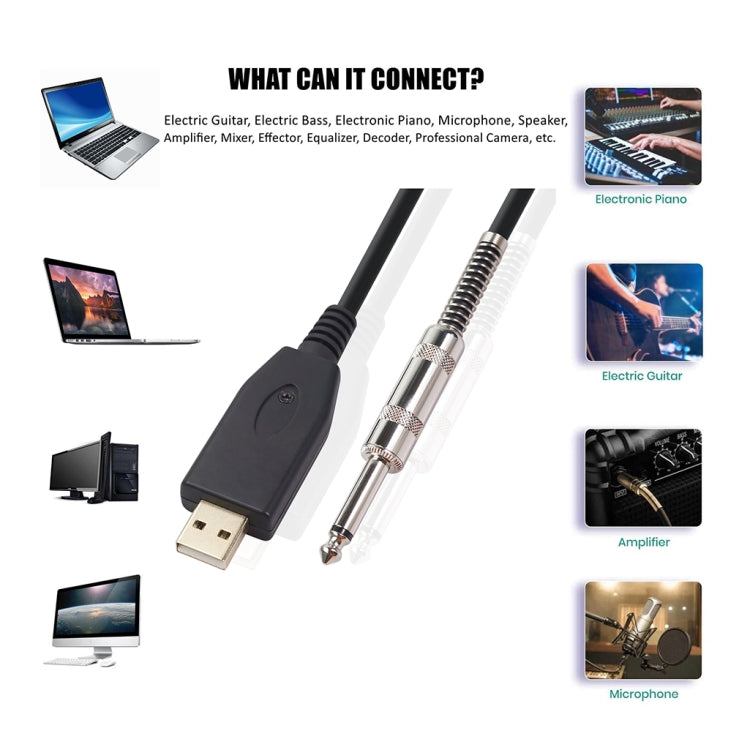 US48S USB to 6.35mm Electric Guitar Recording Cable, Cable Length:2m - Microphone Audio Cable & Connector by PMC TechLife | Online Shopping South Africa | PMC TechLife | Buy Now Pay Later Mobicred