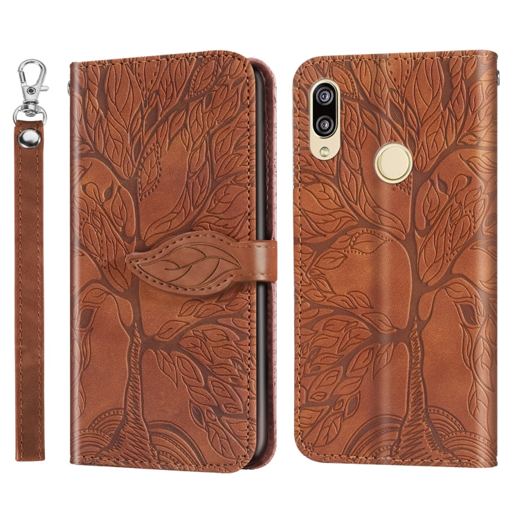 For Huawei P20 Lite Life of Tree Embossing Pattern Horizontal Flip Leather Case with Holder & Card Slot & Wallet & Photo Frame & Lanyard(Brown) - Huawei Cases by PMC TechLife | Online Shopping South Africa | PMC TechLife | Buy Now Pay Later Mobicred