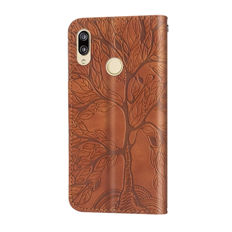 For Huawei P20 Lite Life of Tree Embossing Pattern Horizontal Flip Leather Case with Holder & Card Slot & Wallet & Photo Frame & Lanyard(Brown) - Huawei Cases by PMC TechLife | Online Shopping South Africa | PMC TechLife | Buy Now Pay Later Mobicred