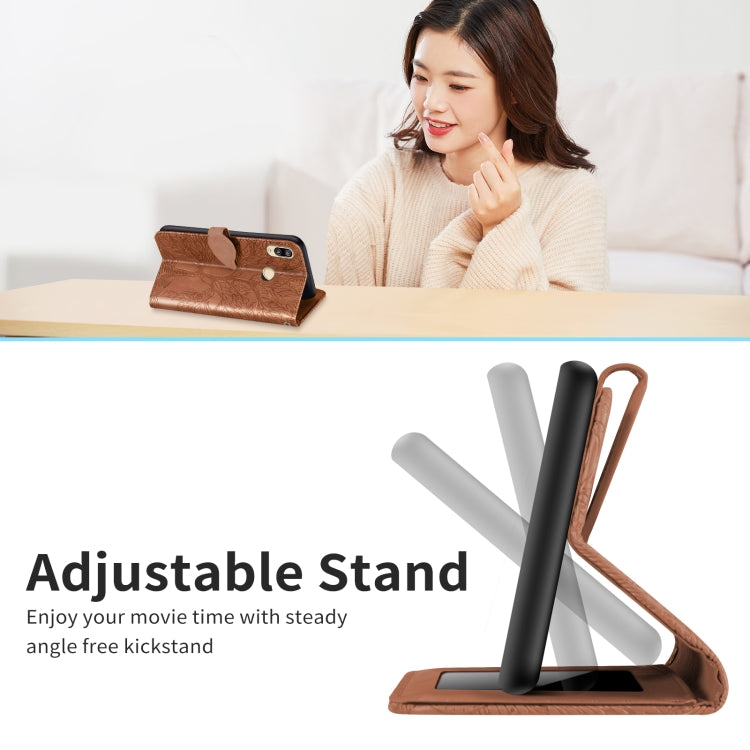 For Huawei P20 Lite Life of Tree Embossing Pattern Horizontal Flip Leather Case with Holder & Card Slot & Wallet & Photo Frame & Lanyard(Brown) - Huawei Cases by PMC TechLife | Online Shopping South Africa | PMC TechLife | Buy Now Pay Later Mobicred