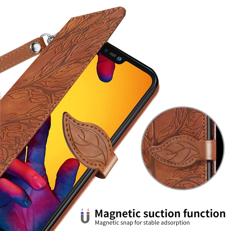 For Huawei P20 Lite Life of Tree Embossing Pattern Horizontal Flip Leather Case with Holder & Card Slot & Wallet & Photo Frame & Lanyard(Brown) - Huawei Cases by PMC TechLife | Online Shopping South Africa | PMC TechLife | Buy Now Pay Later Mobicred