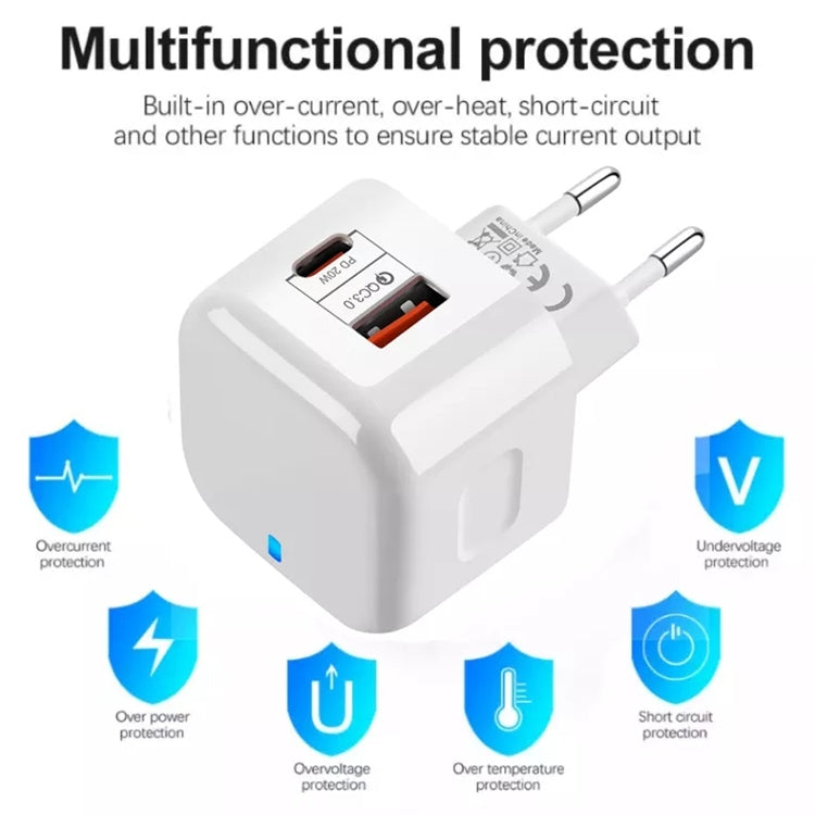 YSY-6087 20W PD + QC 3.0 Dual Ports Travel Charger Power Adapter, EU Plug - USB Charger by PMC TechLife | Online Shopping South Africa | PMC TechLife | Buy Now Pay Later Mobicred