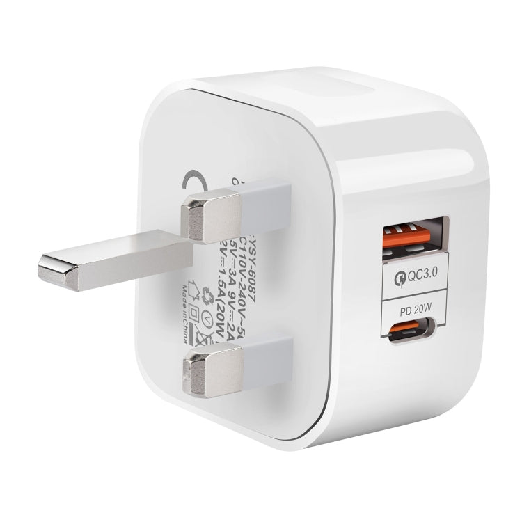 YSY-6087 20W PD + QC 3.0 Dual Ports Travel Charger Power Adapter, UK Plug - free shipping - PMC TechLife - Order now!