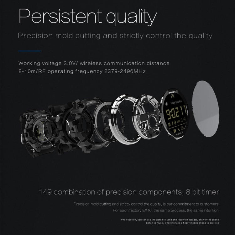 Lokmat MK16 LCD Screen 50m Waterproof Smart Watch, Support Information Reminder / Remote Camera / Walking Motion Monitor(Black) - free shipping - PMC TechLife - Order now!