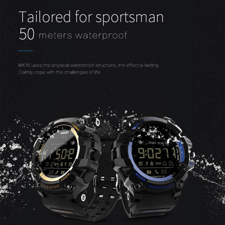 Lokmat MK16 LCD Screen 50m Waterproof Smart Watch, Support Information Reminder / Remote Camera / Walking Motion Monitor(Black) - free shipping - PMC TechLife - Order now!