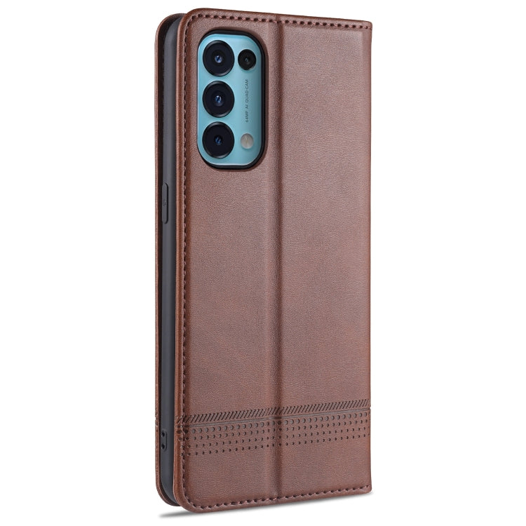 For Oppo Reno5 5G AZNS Magnetic Calf Texture Horizontal Flip Leather Case with Card Slots & Holder & Wallet(Dark Brown) - OPPO Cases by AZNS | Online Shopping South Africa | PMC TechLife | Buy Now Pay Later Mobicred