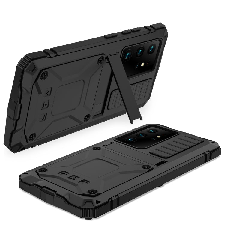 For Samsung Galaxy S21 Ultra 5G R-JUST Shockproof Waterproof Dust-proof Metal + Silicone Protective Case with Holder(Black) - Galaxy S21 Ultra 5G Cases by R-JUST | Online Shopping South Africa | PMC TechLife | Buy Now Pay Later Mobicred